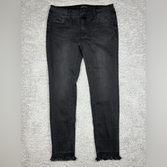 Grace in LA Jeans Womens 30 Skinny Frayed Raw Hem Black Denim Night Out Western - Picture 1 of 5